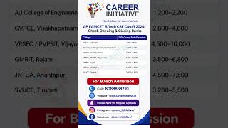 AP EAMCET 2026 B.Tech CSE Cutoff 🔥 Opening &amp; Closing Ranks for Top Colleges #apeamcet2026