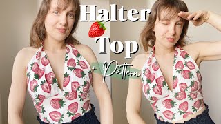 Diy 🍓Halter Top👚  sewing tutorial and free pattern📐