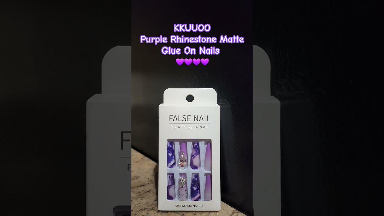 KKUUOO Purple Rhinestone Matte Glue On Nails Lalas2scents Youtubeshorts