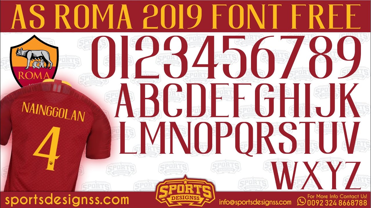 FREE DOWNLOAD: AS Roma 2019 Football Font by Sports Designss_Download AS Roma Football Font for Free