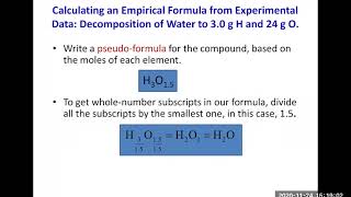 CHEM 139 Chapter 8 V7 Empirical Formula from Experimental Data