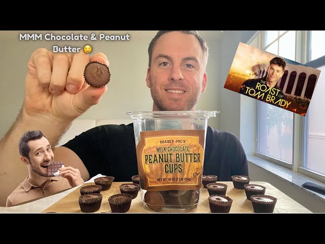 Choco/PB Cups & Tom Brady Roast (ASMR Eating Sounds) Whispers & Mouth Sounds // Love, Live, ASMR