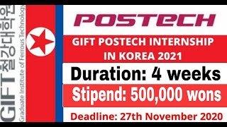 GIFT Postech Winter-Summer Internship 2021 || South Korea internship