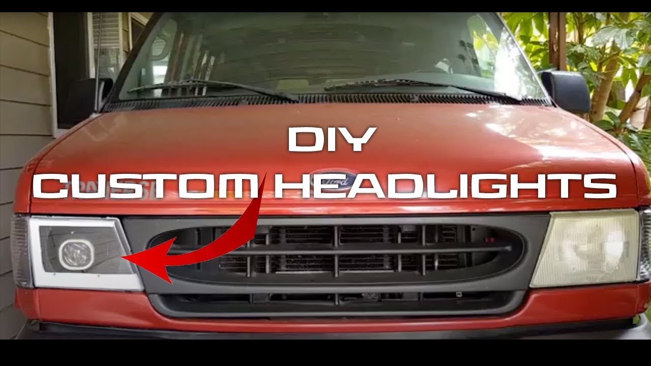 DIY Ford Van Econoline custom LED, projector and halo headlights