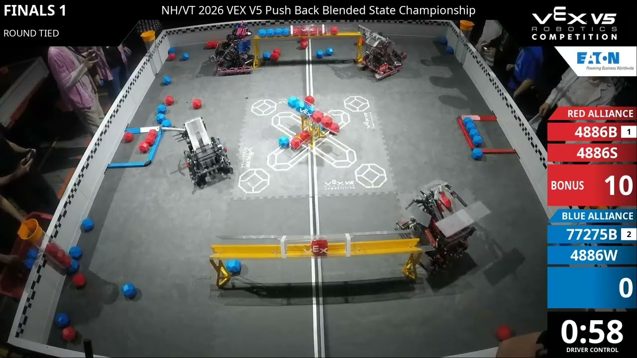 NH/VT 2026 Push Back Regionals : Division 1 - Final #1-2 - 4886B & 4886S vs 77275B & 4886W - Auton +