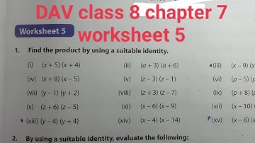 DAV class 8 chapter 7 worksheet 5 ।Class 8 maths chapter 7 worksheet 5 dav public school
