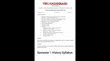 VBU FYUGP SEMESTER 1 HISTORY SYLLABUS #historysyllabus #vbu #sem1 #currentaffairs #syllabus