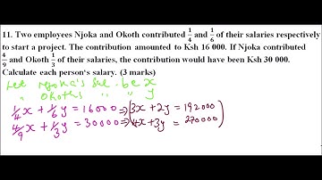 2017 KCSE MATHEMATICS PAPER 1 QUESTION 11