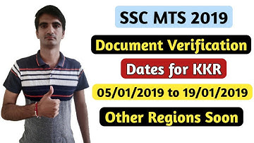 SSC MTS 2019 Document Verification in KKR will start from 05-01-2021 to 19-01-2021 Be Ready