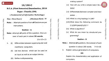 BCA 1ST SEM FUNDAMENTAL OF INFORMATION TECHNOLOGY C 2016 | VBSPU