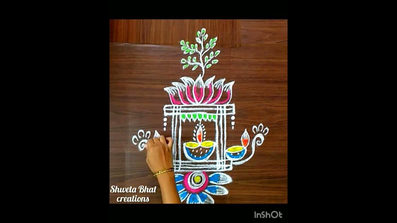 tulasi-festival-rangoli-beautiful-easy-design-freehand-rangoli