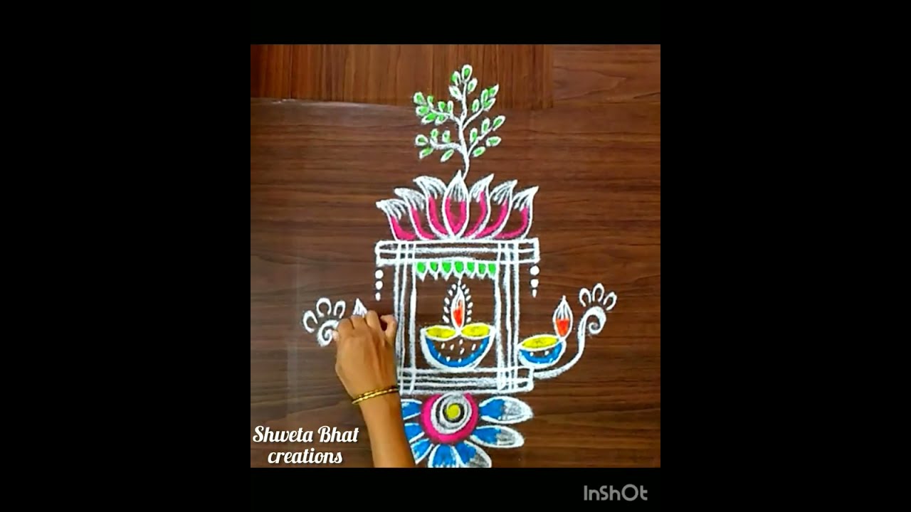 Tulasi Festival Rangoli Beautiful Easy Design Freehand Rangoli Tulasi Festival Rangoli Beautiful Easy Design Freehand Rangoli