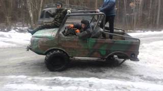 Шокирующие видео.В джипе на порталах вырвало колесо и он едет.