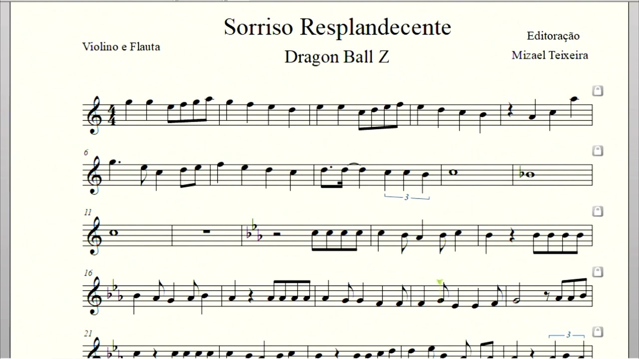 Sorriso Resplandecente (Dragon Ball) Violino/Cifra/Sax/Trompete1&2