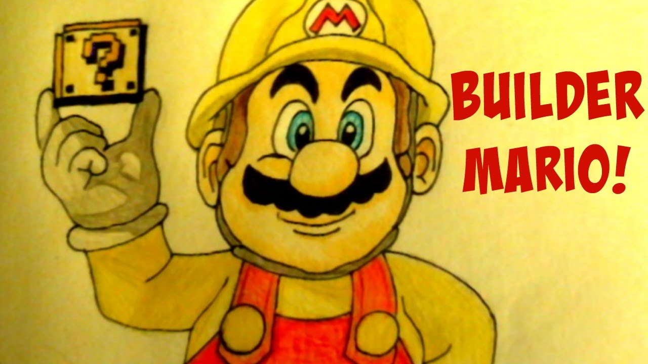 How to Draw Builder Mario from Mario Maker - YouTube