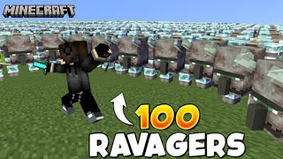 Me VS 100 Ravager in Minecraft world / pocket Edition