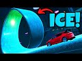 Testing cars vs impossible ice stunts in beamng drive mods