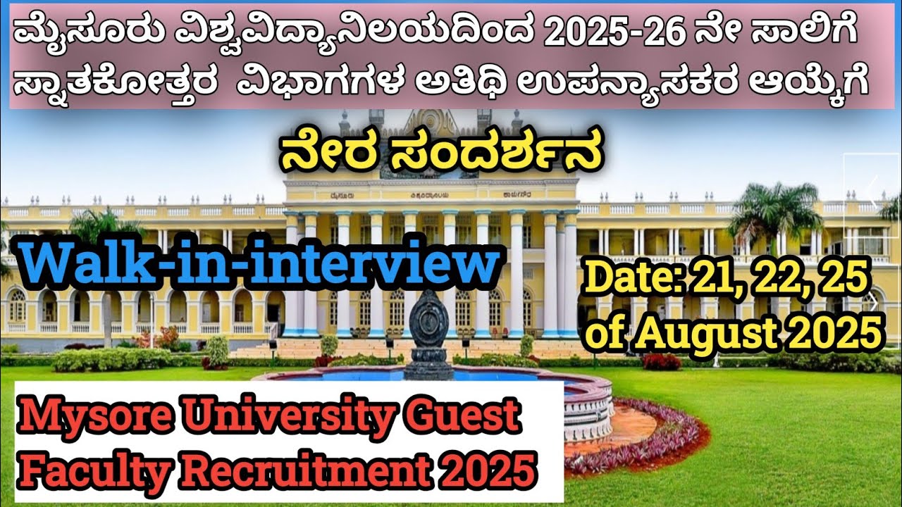 Mysore University Guest Faculty Recruitment 2025 | Guest Faculty ...