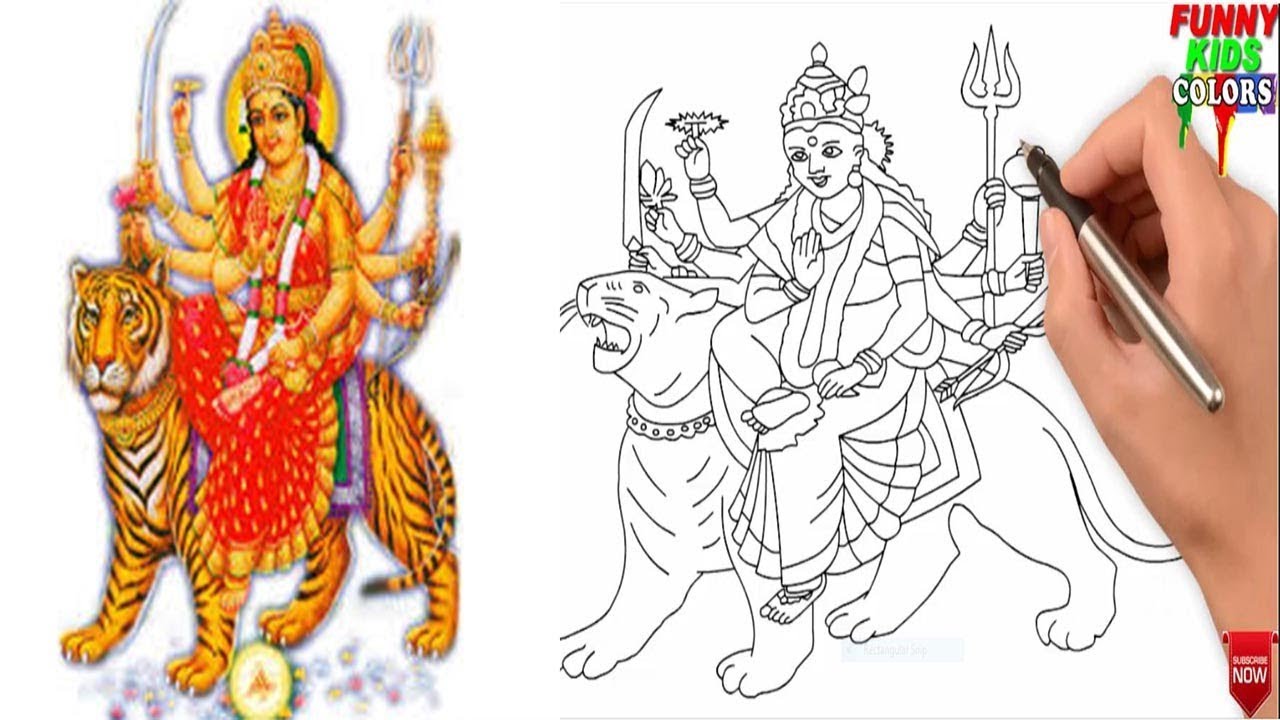 Easy Drawing Durga Puja Coloring Pages for Kids || How to Draw Durga