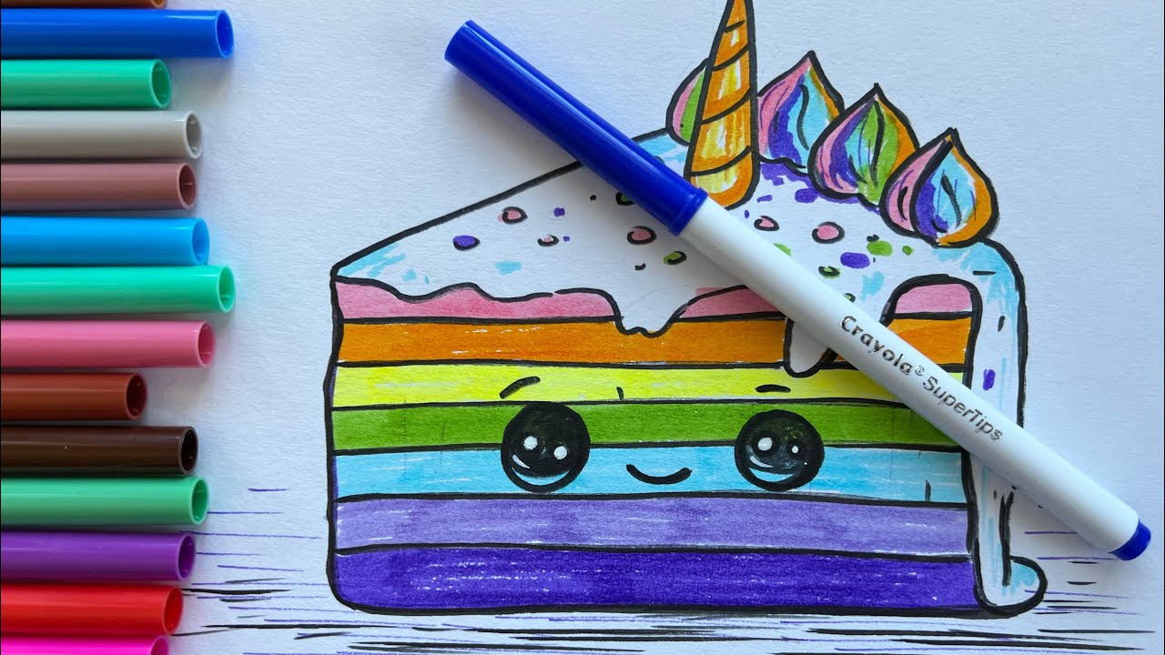 how-to-draw-a-unicorn-rainbow-cake-slice-easy-and-cute-youtube