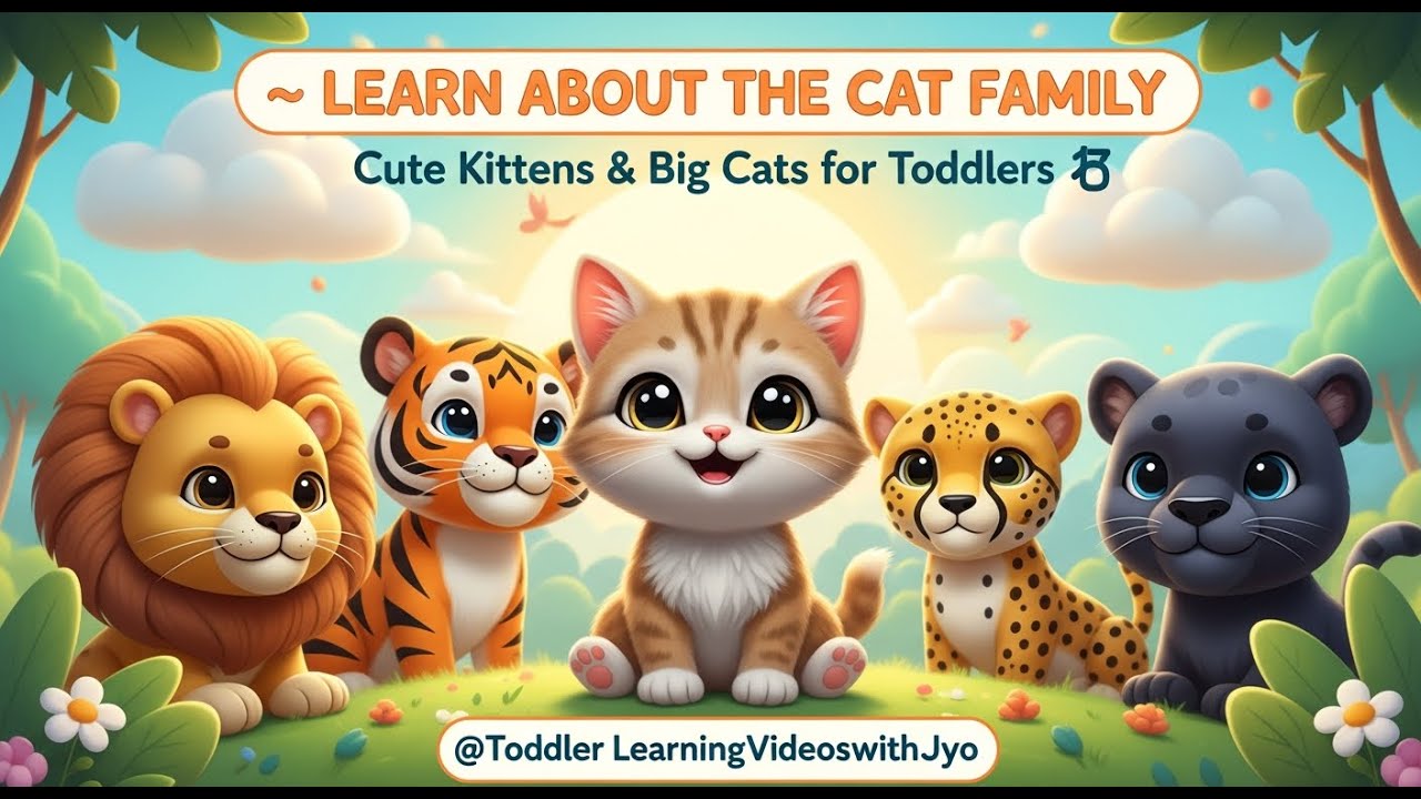 Amazing Cat Family Animals for Kids 😺 | Big Cats & Baby Cats | Toddler Learning Video (Ages 0–4)