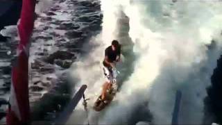 Wakeboarding behind a Yacht