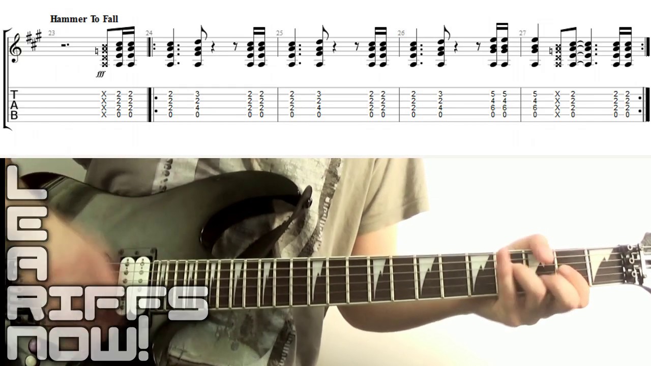 Politibetjent Logisk Yoghurt Hammer To Fall (Queen) Main Riff Guitar Tab - YouTube