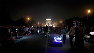 People's activity at Rajpath in front of India Gate during night