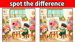 [Find the Differences] Find 3 mistakes in the illustration of an artist drawing flowers.