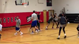 ADAM SANDLER PLAY WITH NBA STARS TRAE YOUNG,BOBAN,TOBIAS HARRIS \& OTHERS IN AN OFFSEASON PICKUP GAME