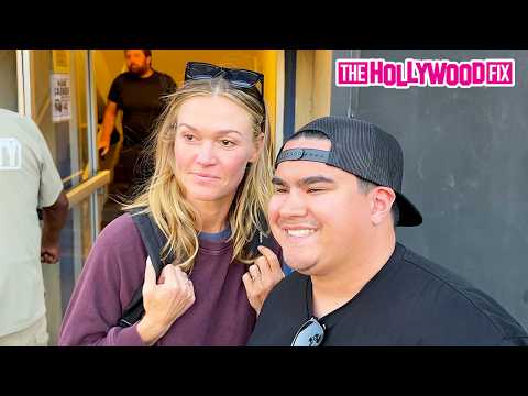 Julia Stiles Greets Fans While Arriving At 'Dancing With The Stars' Rehearsal Studios In Hollywood