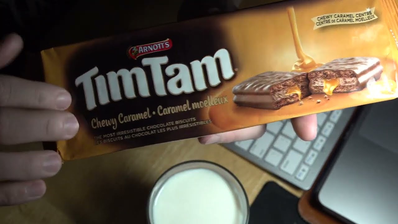ASMR - CARAMEL TIM TAM COOKIES EATING SOUNDS