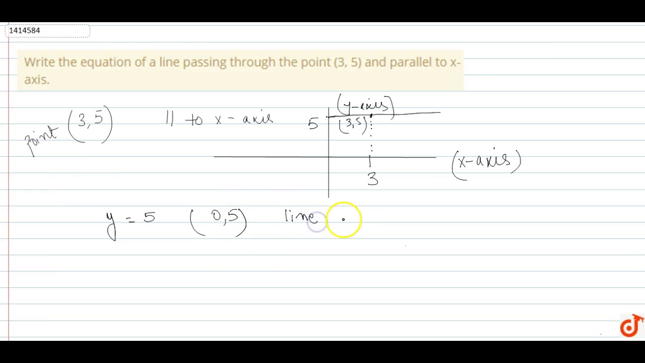 Write The Equation Of A Line Passing Through The Point 3 5 And Parallel To X Axis Youtube Write The Equation Of A Line Passing Through The Point 3 5 And Parallel To X Axis Youtube