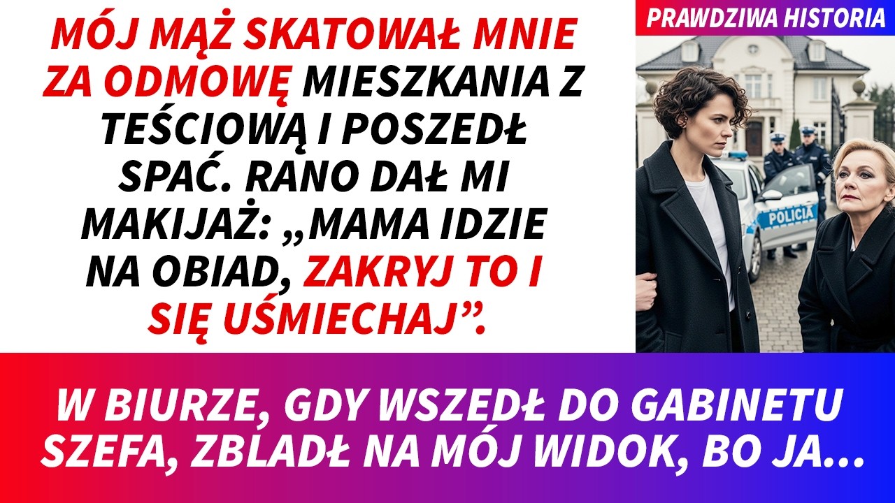 Mój mąż uderzył mnie, bo odmówiłam mieszkania z jego matką, a potem poszedł spać jakby nigdy nic. Rano przyniósł mi makijaż, żebym zakryła siniaki zanim przyjdzie jego mama. „Zakryj to i uśmiechaj...