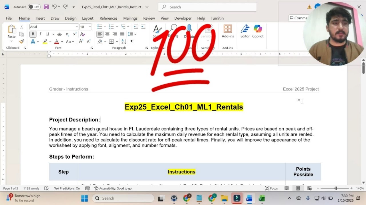 Exp25_Excel_Ch01_ML1_Rentals | Excel Chapter 1 ML1 Rentals | Mid-Level 1 Rentals 