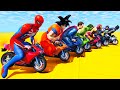 MINIMOTO! SPIDER MAN HULK GOKU on Extreme Ramp Parkour Challenge - GTA V MOD