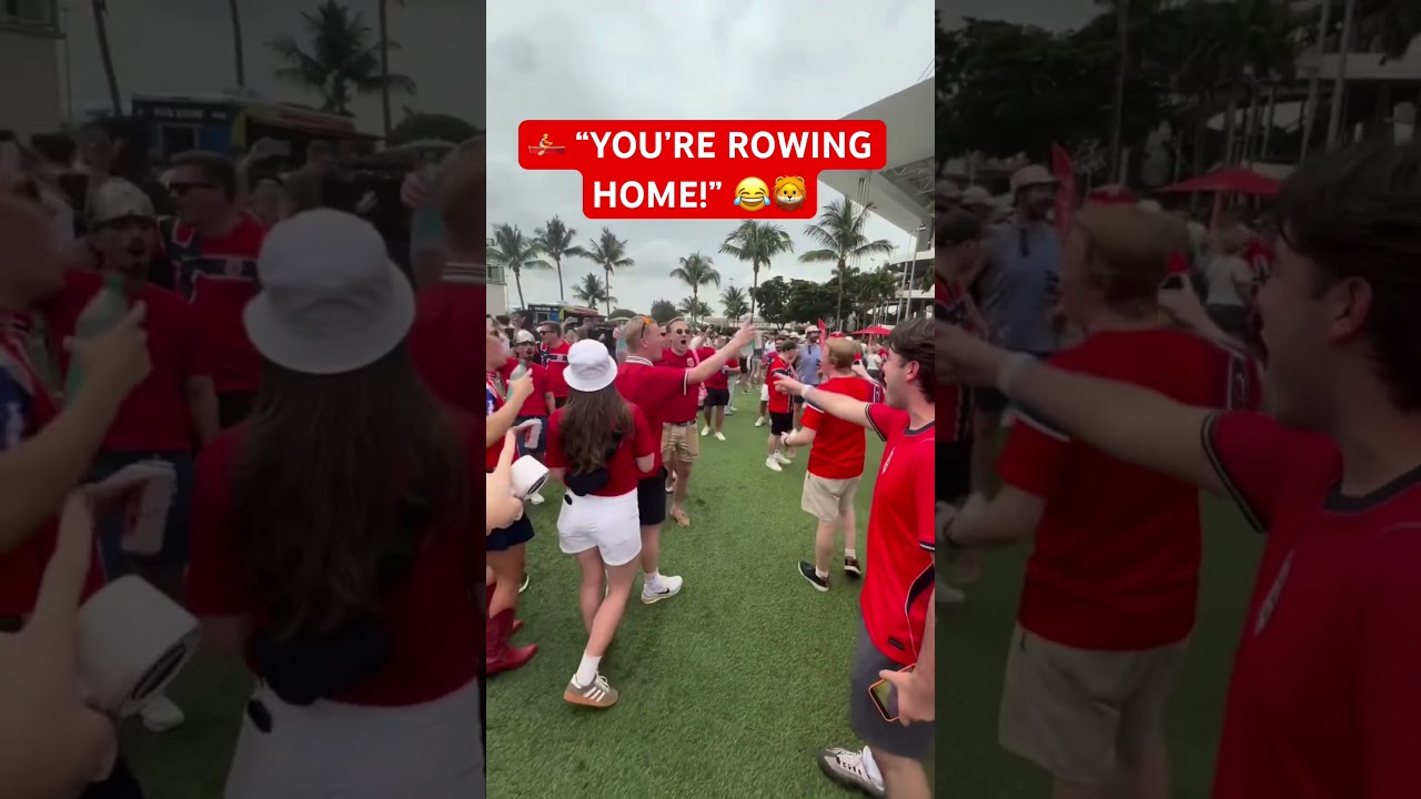 England fans aimed the banter at Norway fans after the Three Lions knocked them out of the World Cup