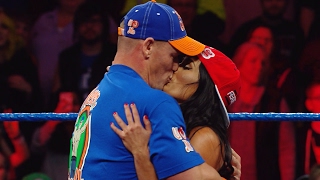 John Cena and Nikki Bella kiss on SmackDown LIVE John Cena and Nikki Bella kiss on SmackDown LIVE