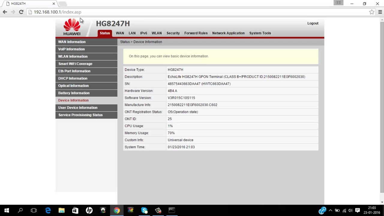 Cambiar y contraseña en router Huawei HG8247H YouTube