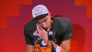 Celebrity Emotional Travis Kelce on what he told brother Jason after winning Super Bowl Profile
