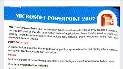 Chapter 9 of class 4 of computer. Microsoft PowerPoint 2007 question/answer