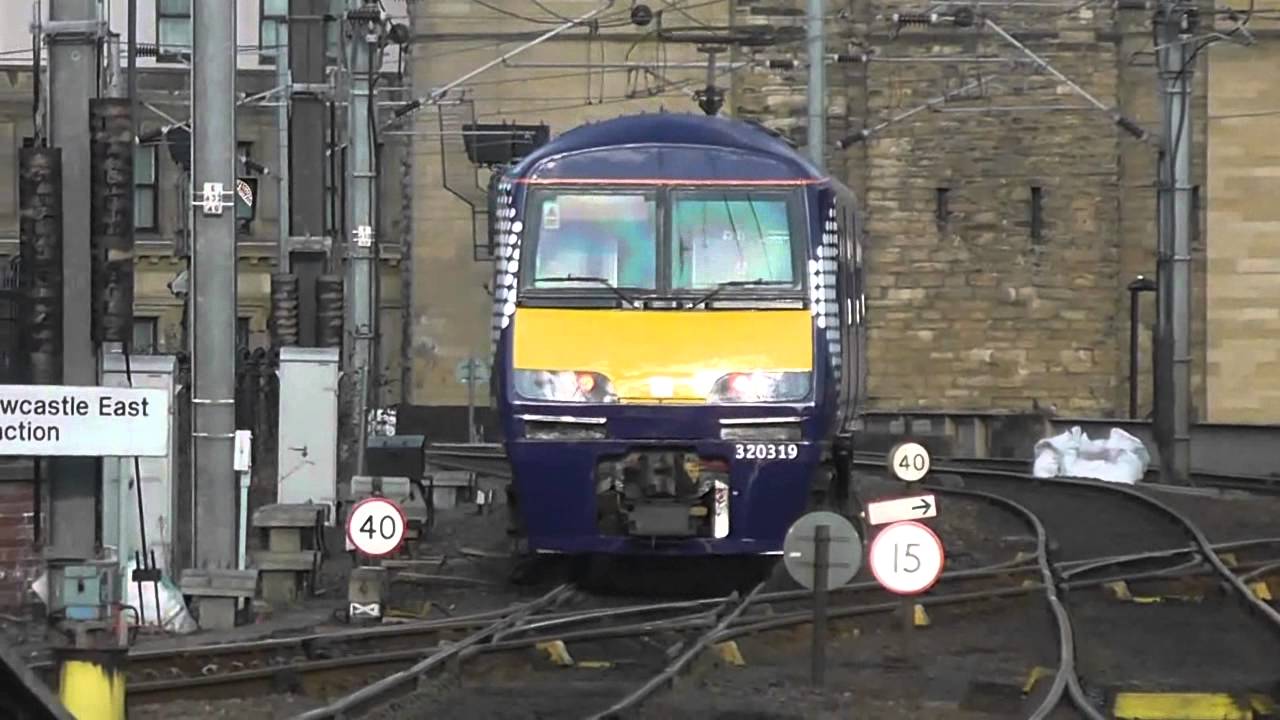 Scotrail 320319 departs Newcastle working Doncaster West Yard to Shields TMD 29/3/13