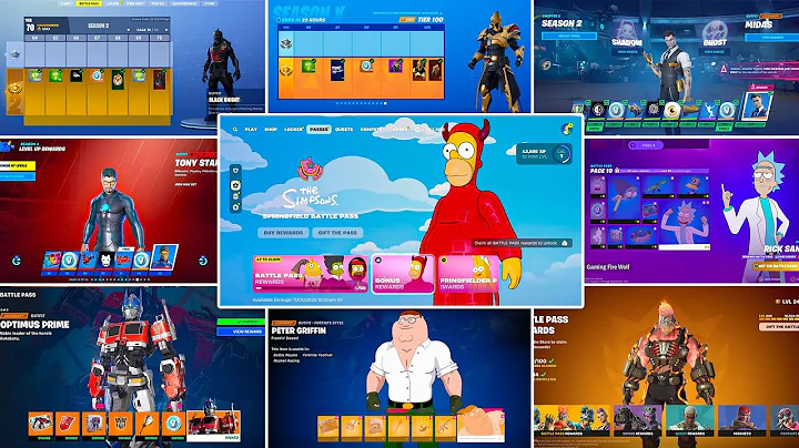 Evolution of Fortnite Battle Pass (Chapter 1 Season 2 - Chapter 6 Mini Season 2 Simpsons)