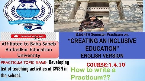 B.Ed 4th Sem English Version practicum.Course 1.4.10.Teaching Activities of CWSN.Inclusive Education