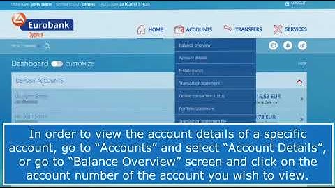 How to view your  account details - Eurobank Cyprus E-Banking platform
