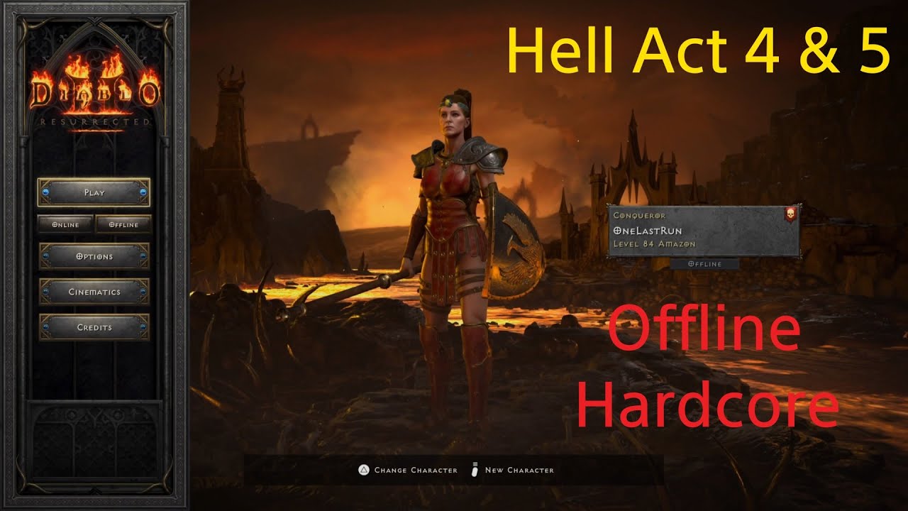Diablo II: Resurrected - Offline Hardcore Javazon - Hell Act4 & 5