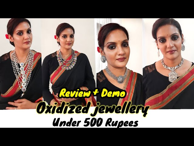 Silver ( oxidized) jewellery Under Rs 500 / Affordable oxidized jewellery review/ demo .( not paid)