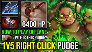 How to 1v5 Offlane Right Click Pudge Basher + Harpoon 6400 HP Raid Boss Hit Like a Truck Dota 2