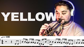 YELLOW on Trumpet (With Sheet Music)