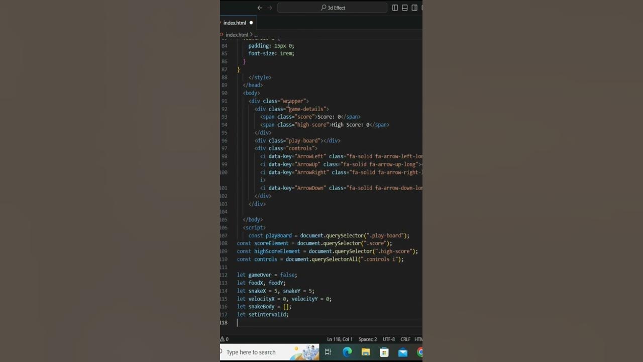 Snake Game | CSS HTML JAVASCRIPT #shorts - YouTube